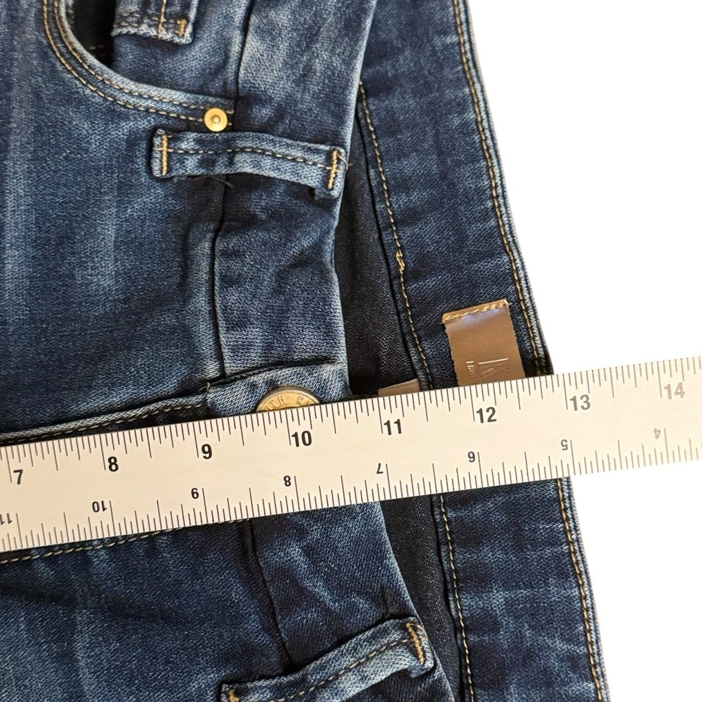 Kut from the Kloth Meg High Rise Wide Leg Raw Hem Blue Jeans Boho Size 6 - Picture 6 of 7